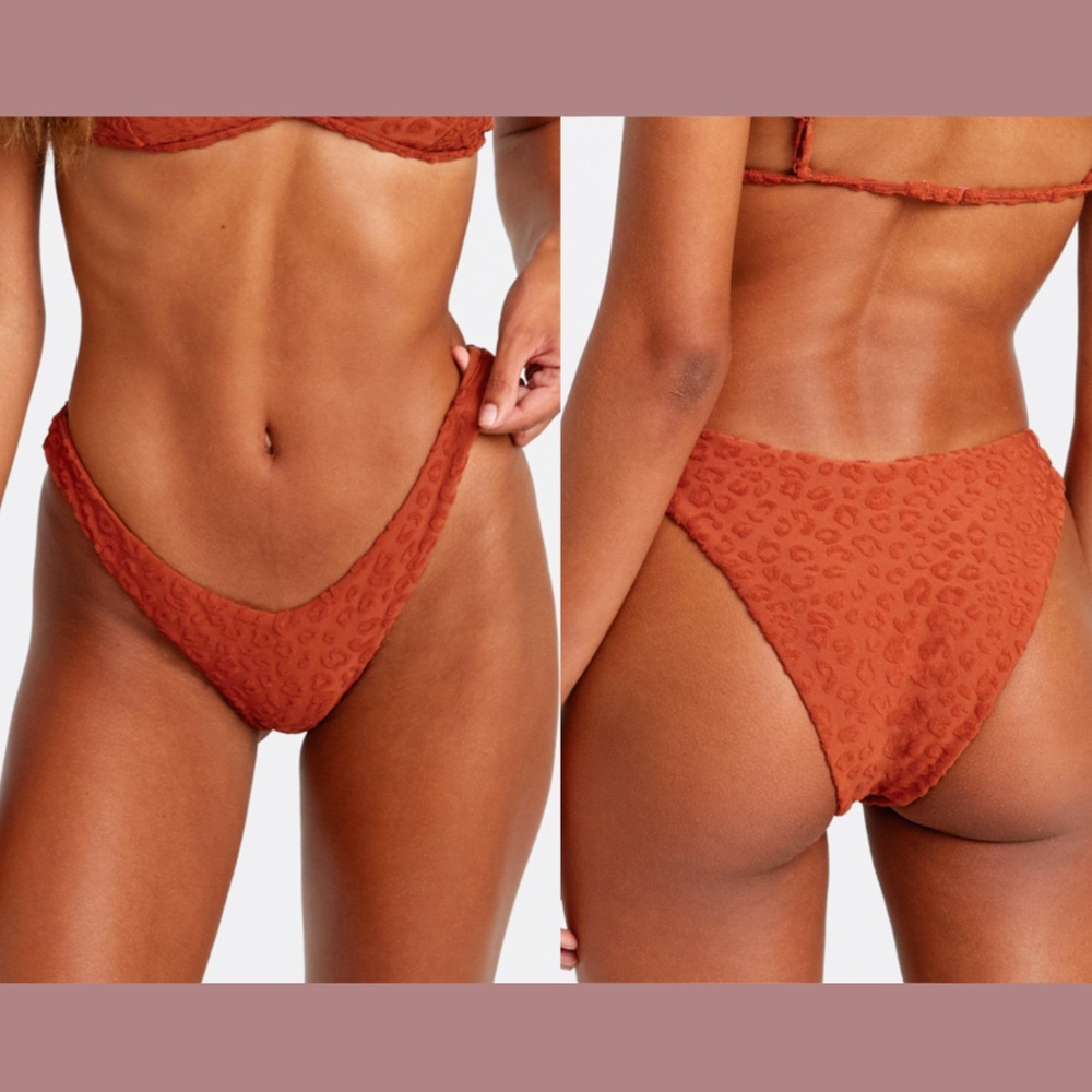 NWT $50 RVCA [ Medium ] Leopard Jacquard Wild French‎ Bikini Bottom in Rum